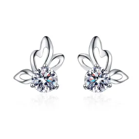 925 Silver Butterfly Wings Moissanite Stud Earrings