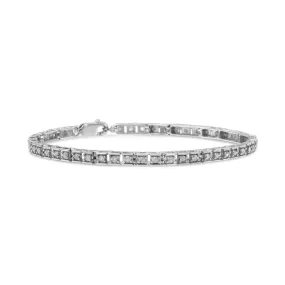 .925 Sterling Silver 1.0 Cttw Diamond Square Hybrid Link 7" Tennis Bracelet (I-J Color, I2-I3 Clarity)