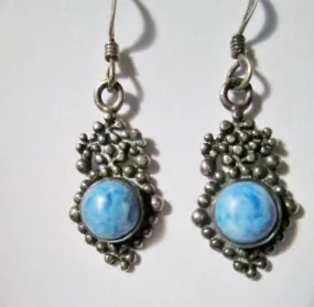 925 Sterling Silver Dangle Drop Pierced Earring Earrings Set DENIM LAPIS BLUE Boho Gypsy