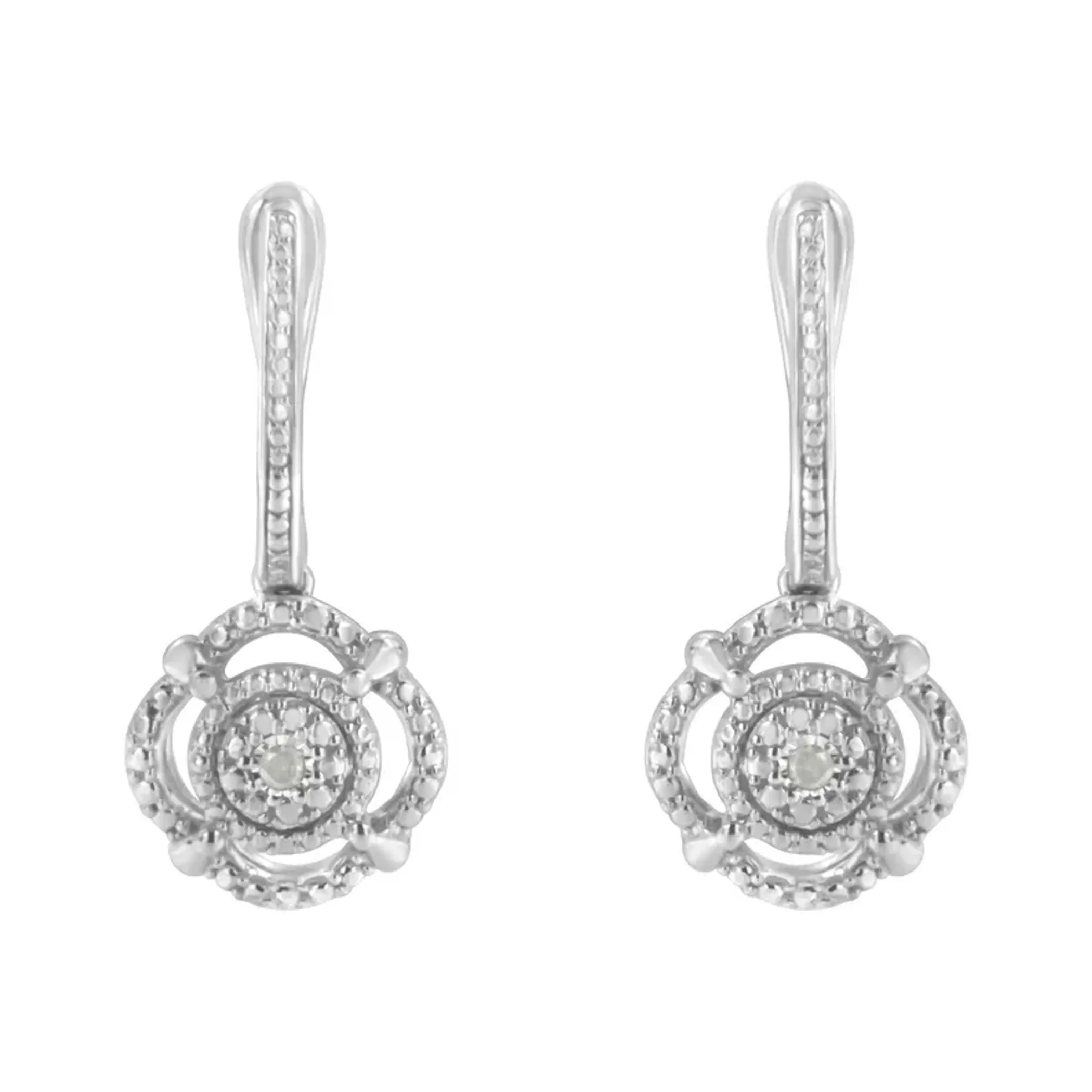 .925 Sterling Silver Miracle-Set Diamond Accent Drop and Dangle Earrings (I-J Color, I3 Clarity)