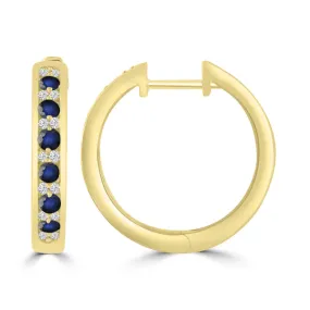 9ct Yellow Gold 0.10Ct HI/I1 Diamond & Sapphire Earrings