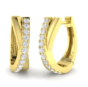 9ct Yellow Gold 0.33ct Diamond Twisted Hoop Earrings