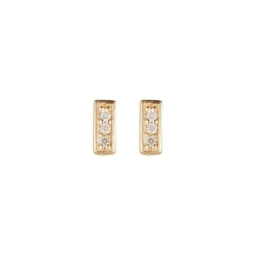 9kt Gold Diamond Bar Stud Earrings