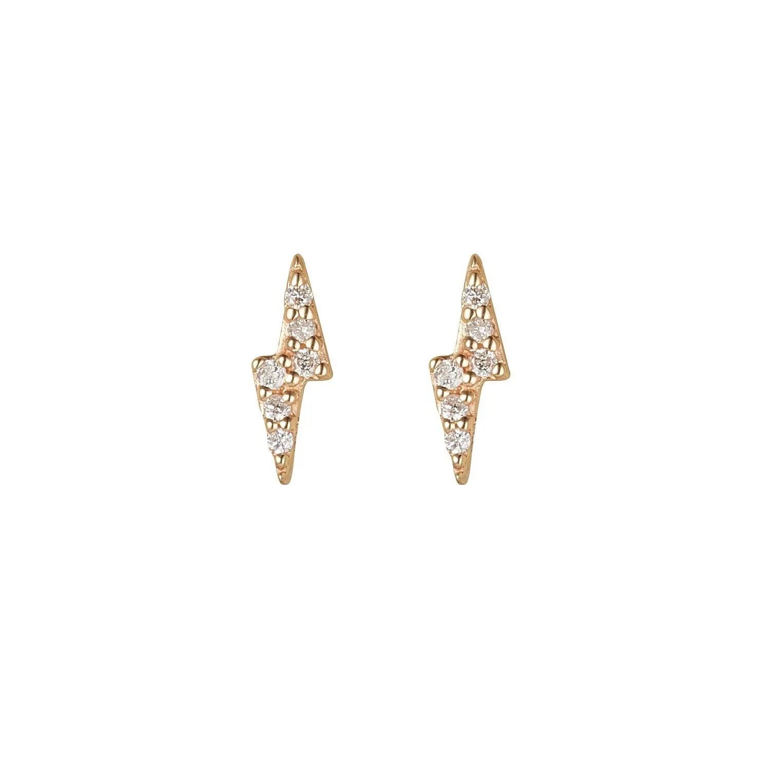 9kt Gold Diamond Lightning Bolt Stud Earrings