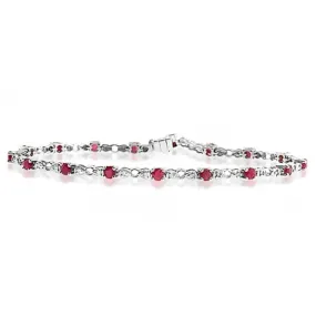 Acotis Diamonds 18K White Gold 0.17ct Diamond Ruby Bracelet H1128