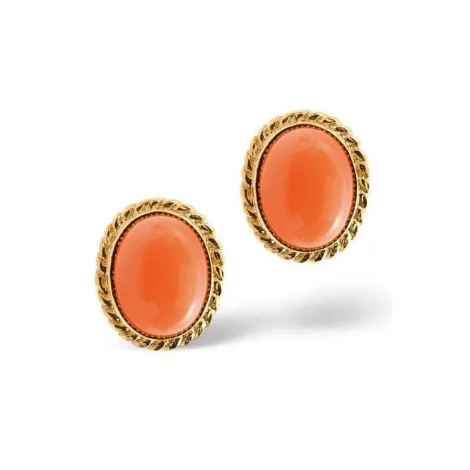 Acotis Diamonds 9K Gold Coral Earrings Z1140