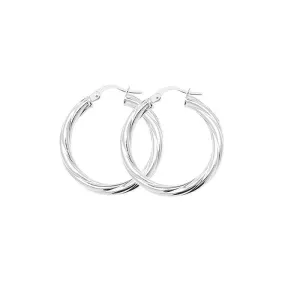 Acotis Silver Hoop Earrings Twisted G5101