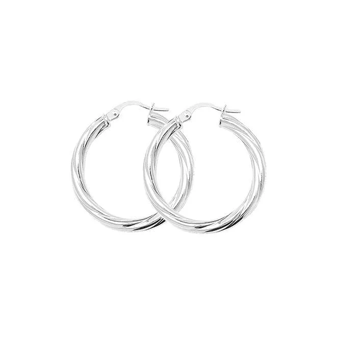 Acotis Silver Hoop Earrings Twisted G5101