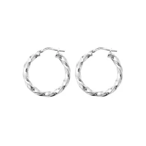 Acotis Silver Hoop Earrings Twisted G5213