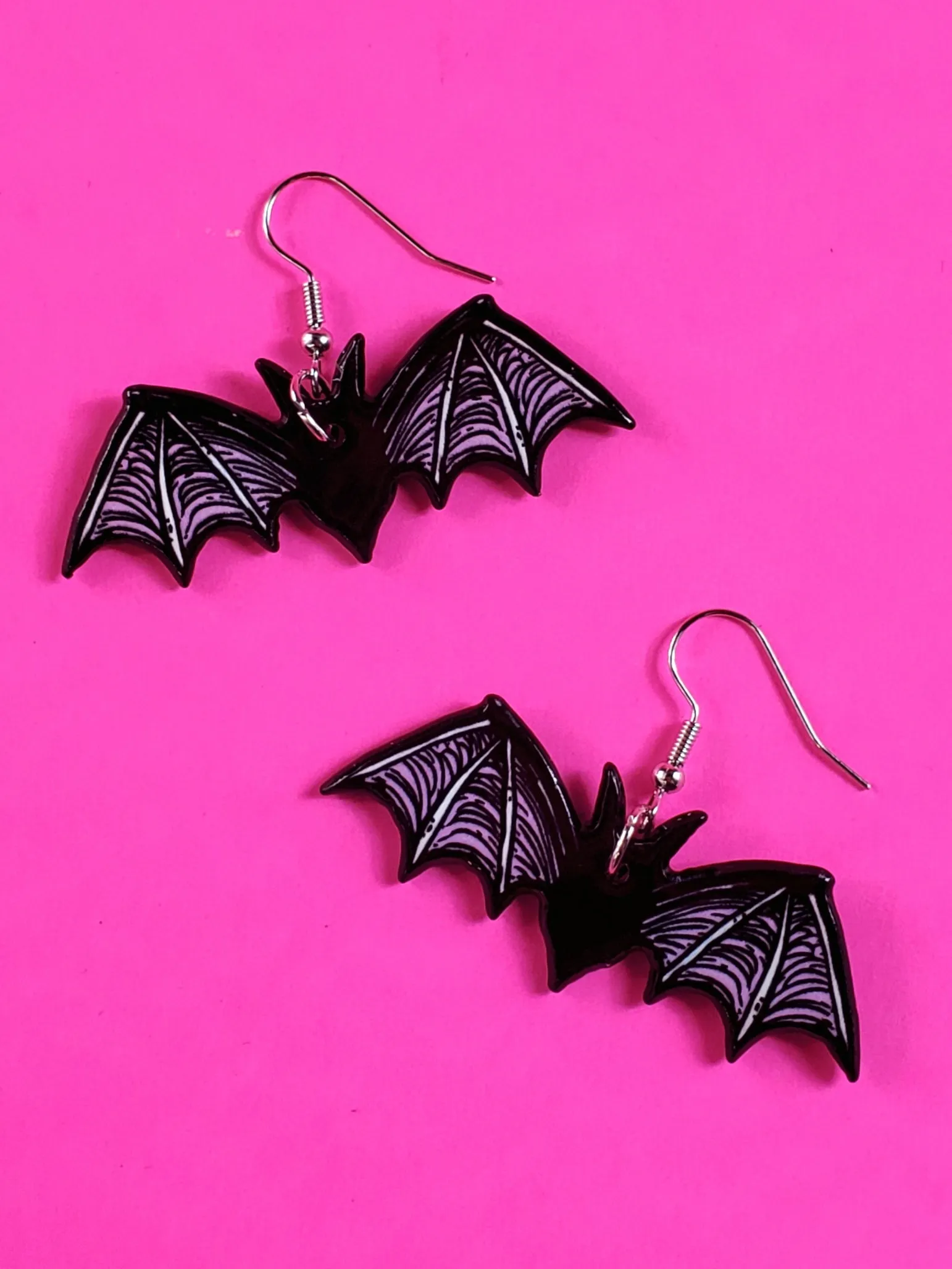 Acrylic Bat Dangle Earrings