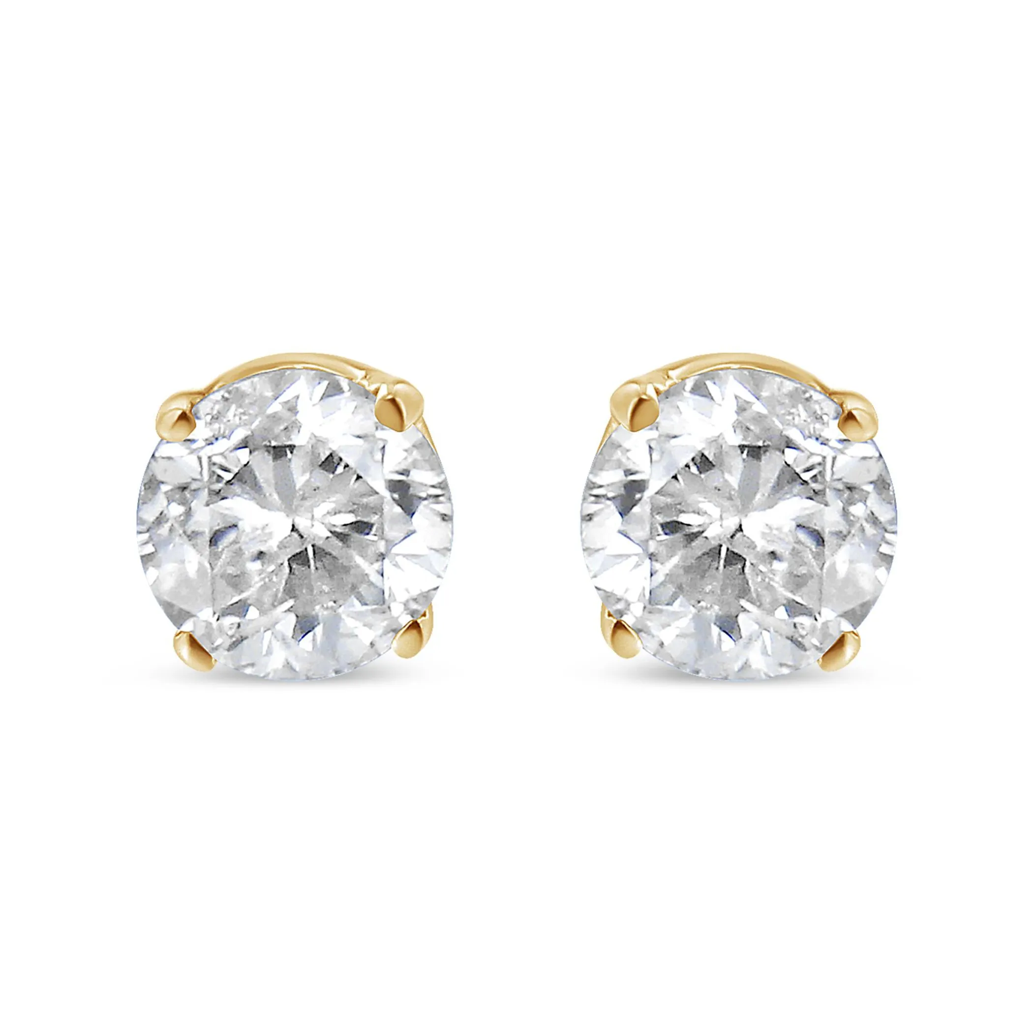 AGS Certified 0.40 Cttw Round Brilliant-Cut Diamond 14K Yellow Gold Classic 4-Prong Solitaire Stud Earrings (L-M Color, I1-I2 Clarity)