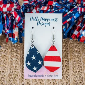 Americana Stars & Stripes Flag Petite Teardrop Dangles