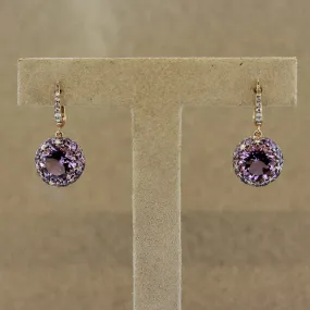 Amethyst Sapphire Diamond Gold Drop Earrings