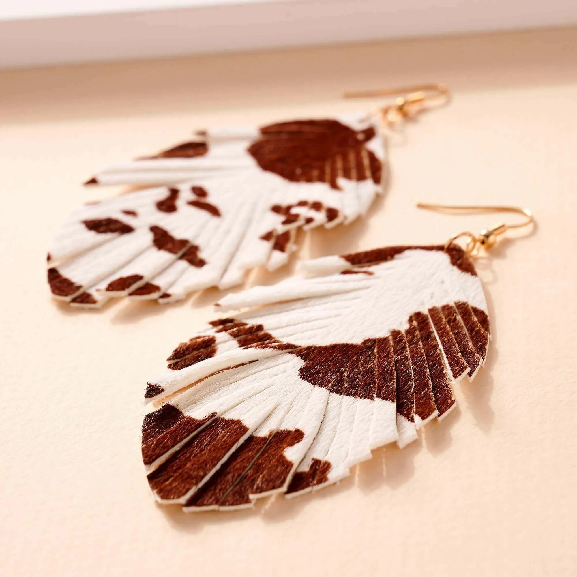 Animal Print Feather Dangling Earrings