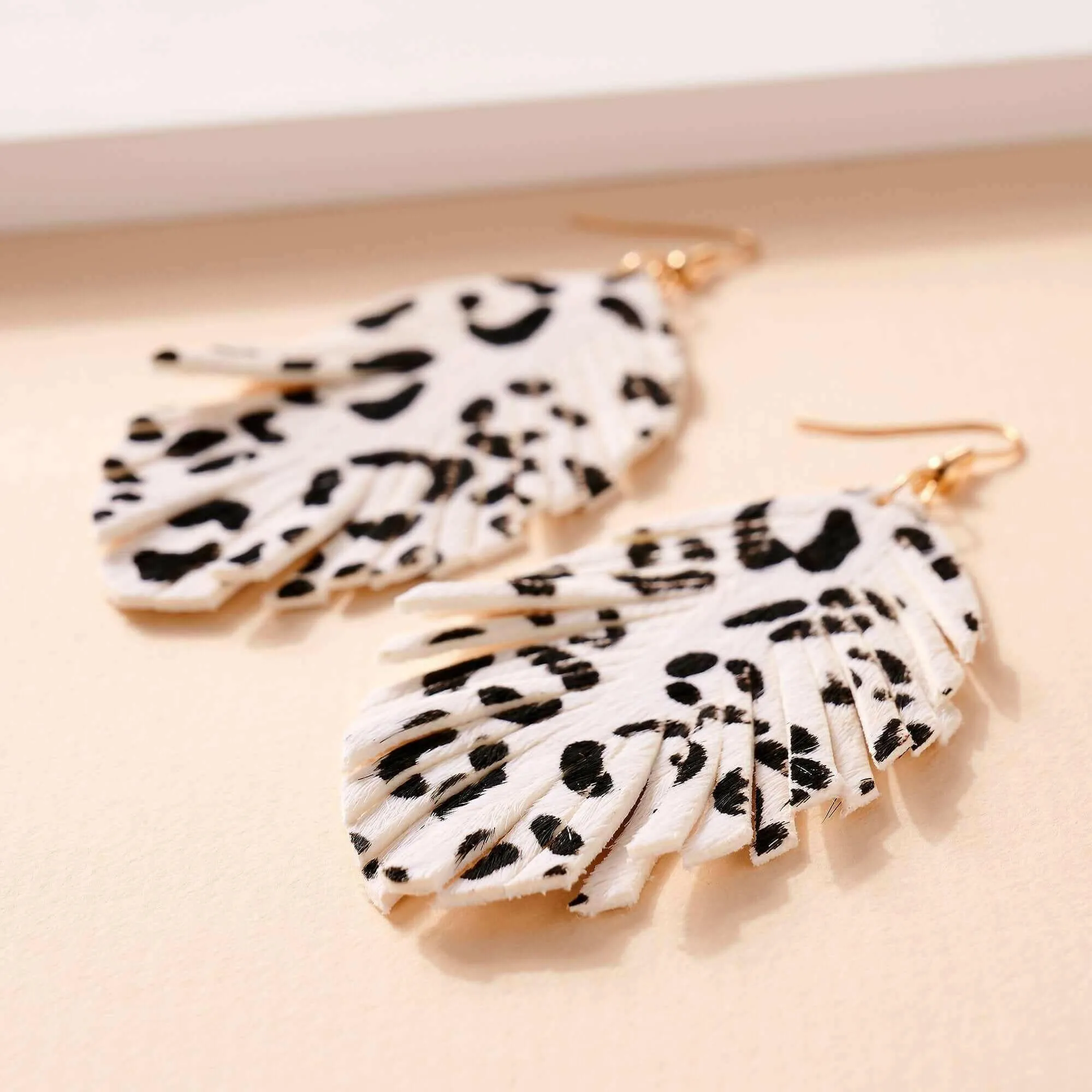 Animal Print Feather Dangling Earrings