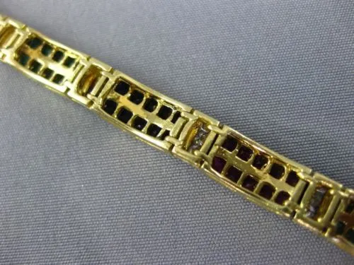 ANTIQUE WIDE 17.90CT DIAMOND & AAA MULTI GEM 18KT YELLOW GOLD 3D TENNIS BRACELET