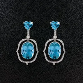 Aquamarine & Diamond Estate Earrings