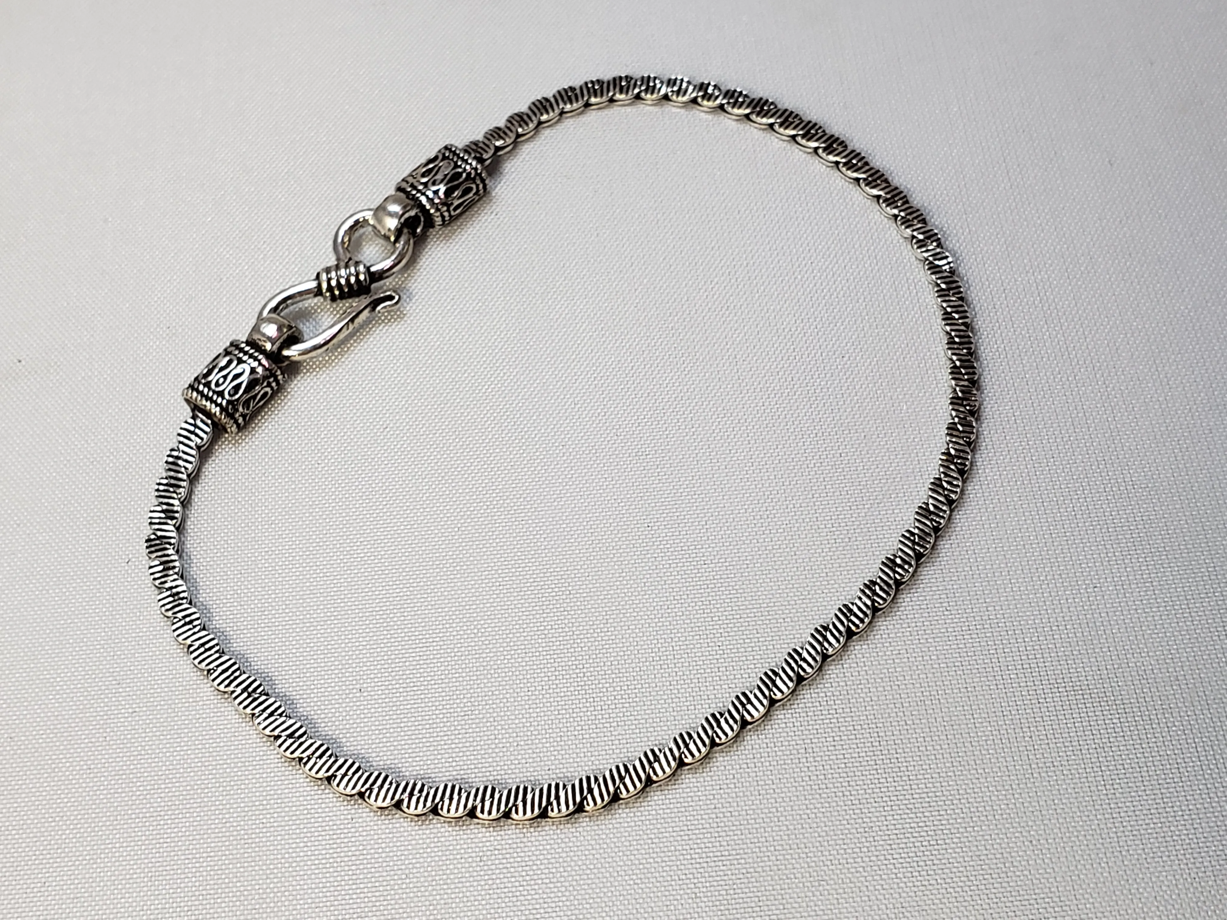 Artisan Crafted Sterling Silver Bracelet, 7.25", 5.4g Handmade in India