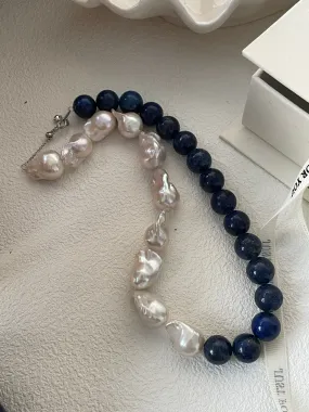 ASHA Baroque pearl and lapis lazuli necklace