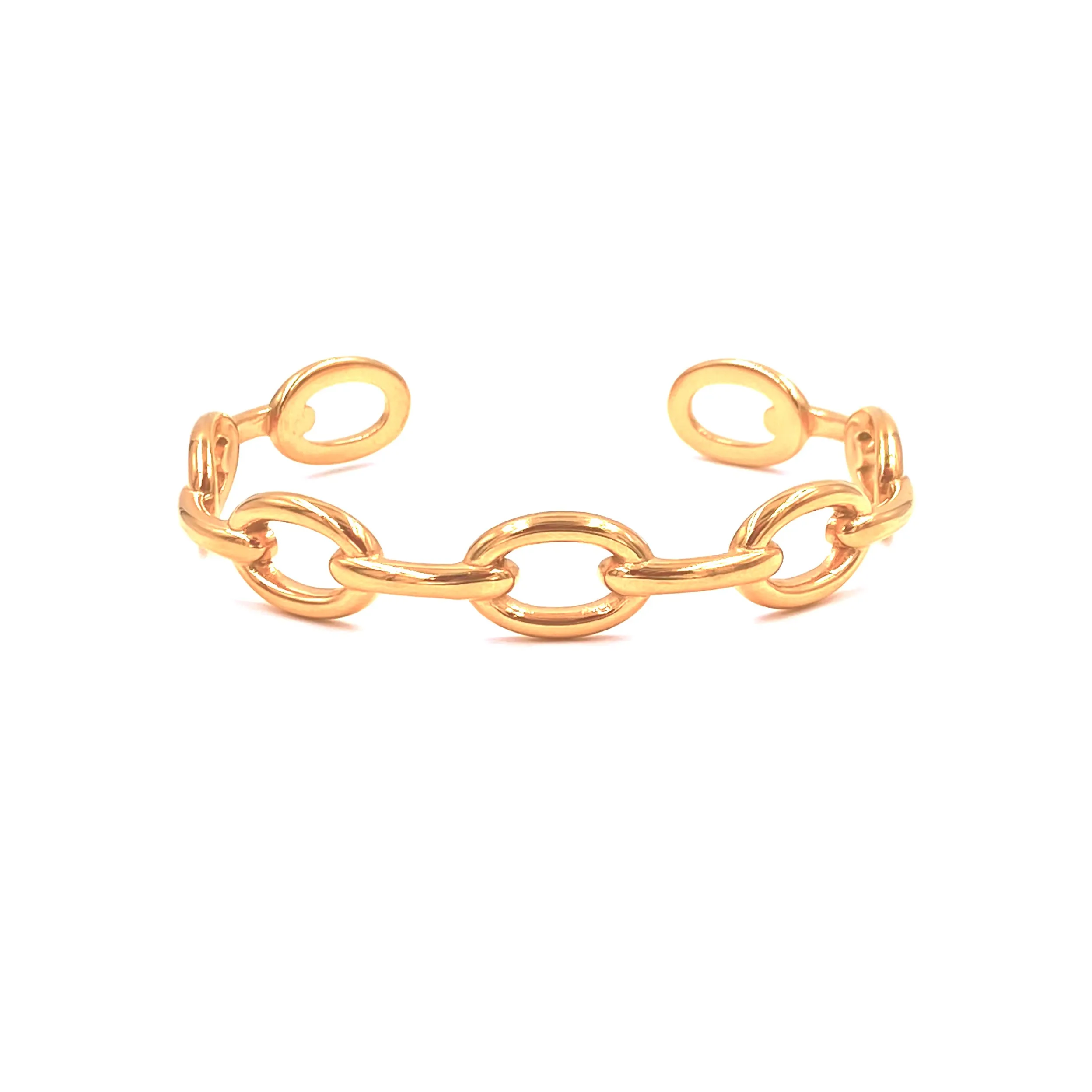 Ashley Gold Stainless Steel Gold Plated Round Link Chain Design Bangle Bracelet