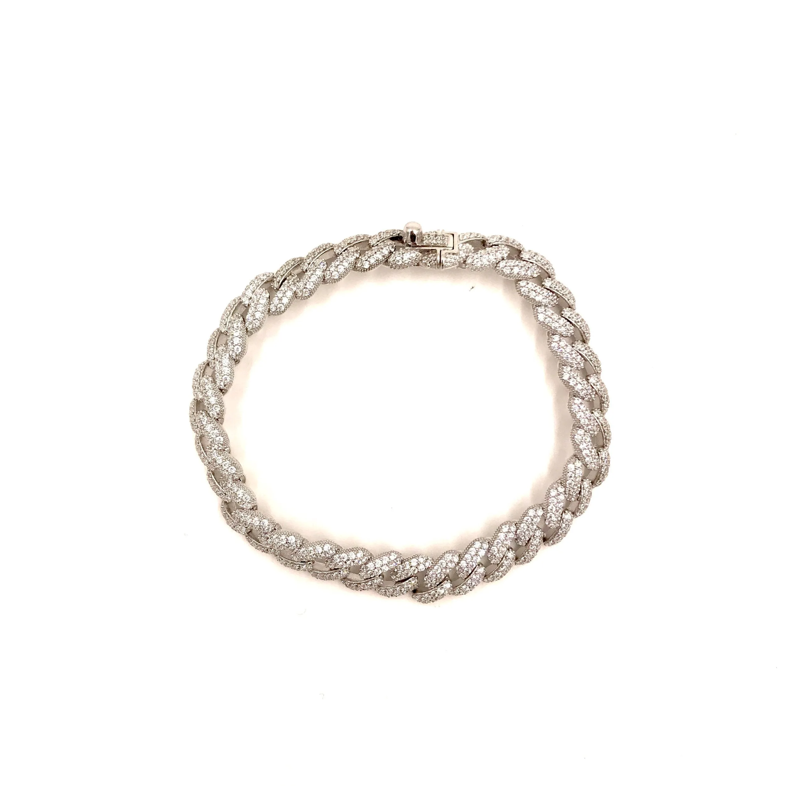 Ashley Gold Sterling Silver and CZ Small Link Chain Tennis Bracelet