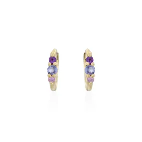 Audrey Mini Hoop Earring with purple stones