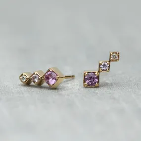 Axis Climber Earrings - Pink sapphires & diamond (pair)