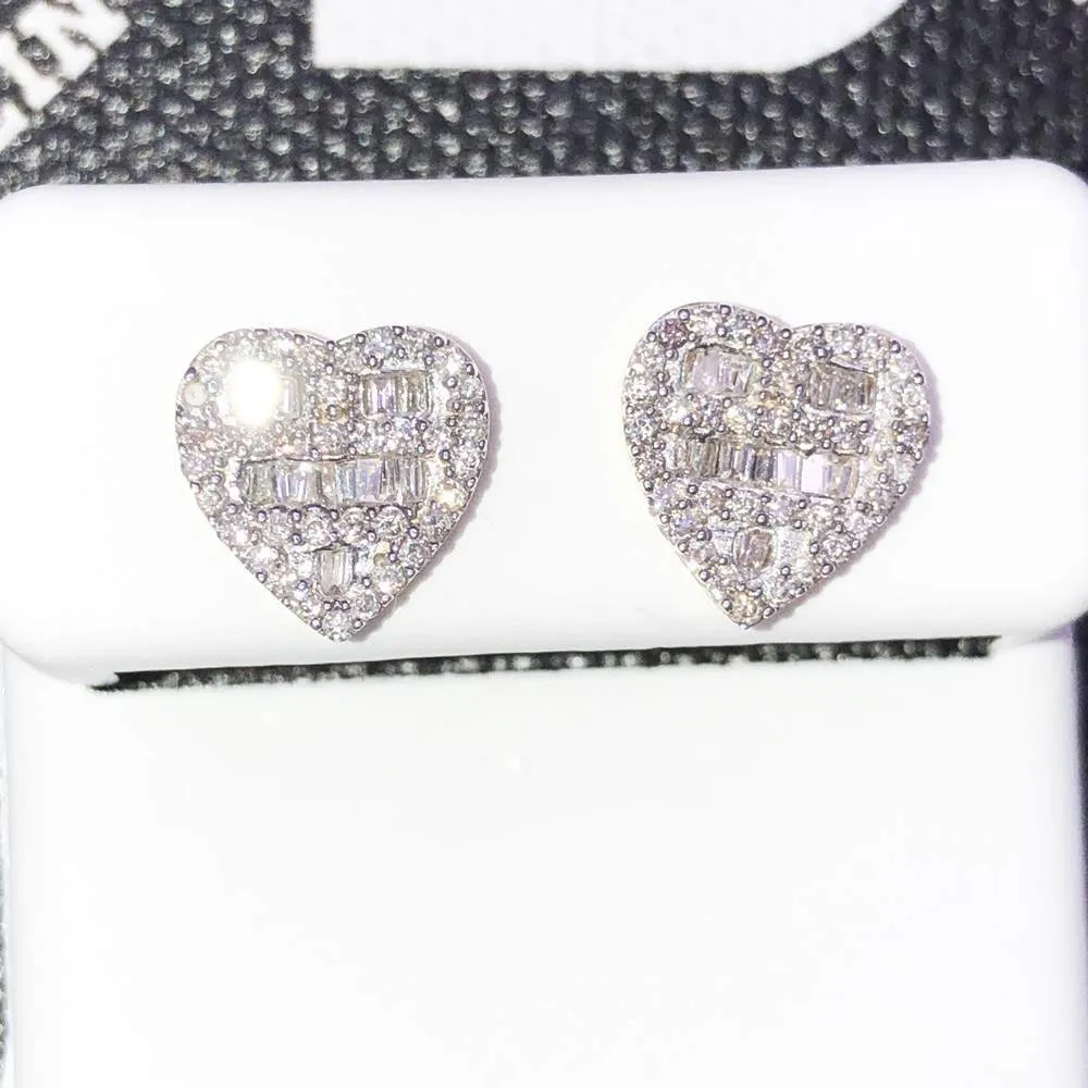 Baguette Heart .44cttw Diamond Earrings 10K Yellow Gold