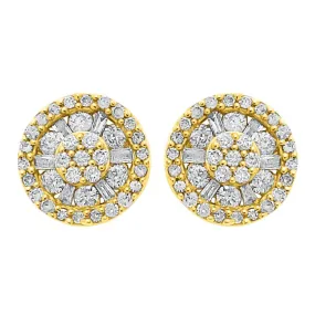 Baguette Wheel Diamond Earrings 1.00cttw 10K Yellow Gold