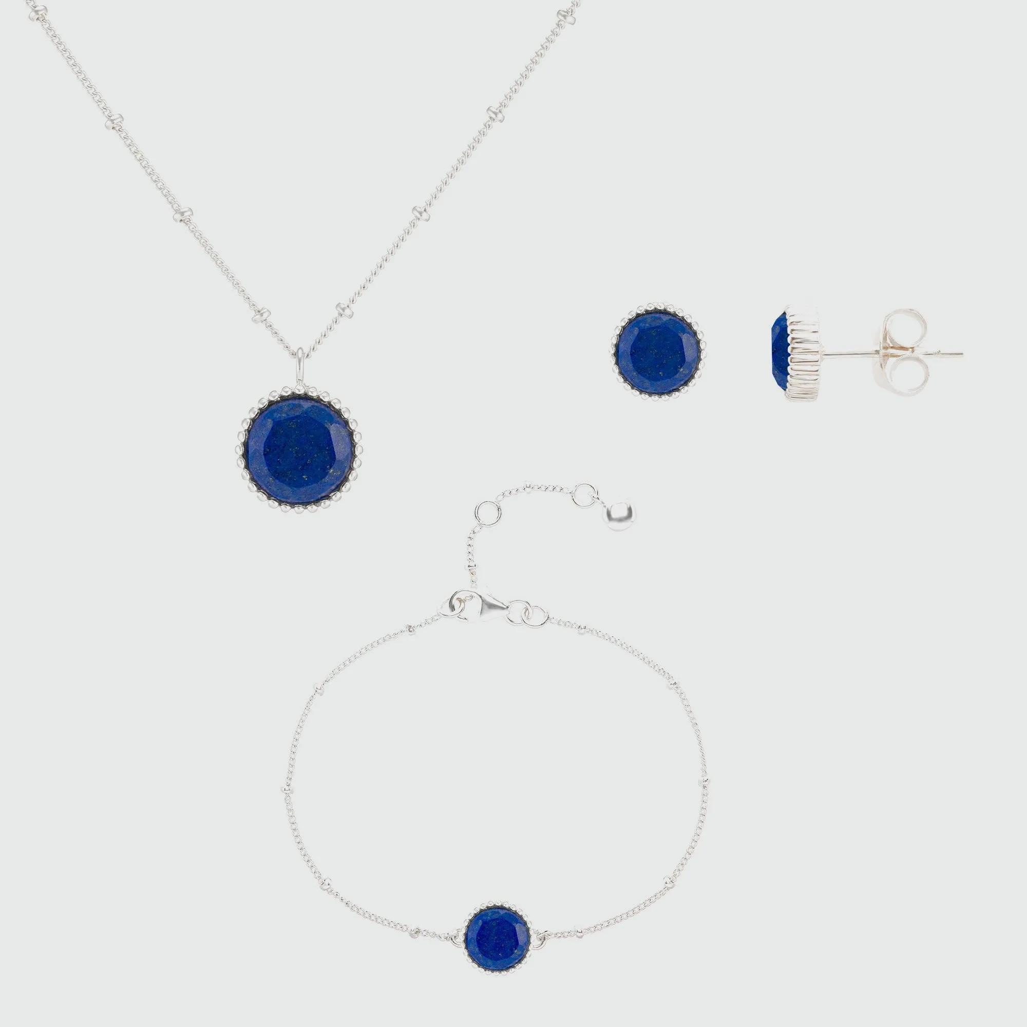 Barcelona September Birthstone Lapis Lazuli & Silver Jewellery Set