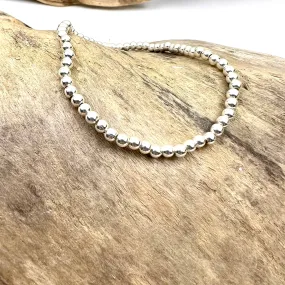 Beaded Sterling silver stretchy bracelet