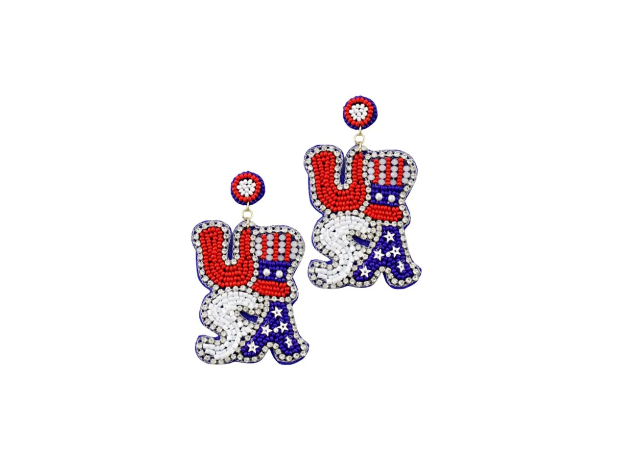 Beaded USA Earrings