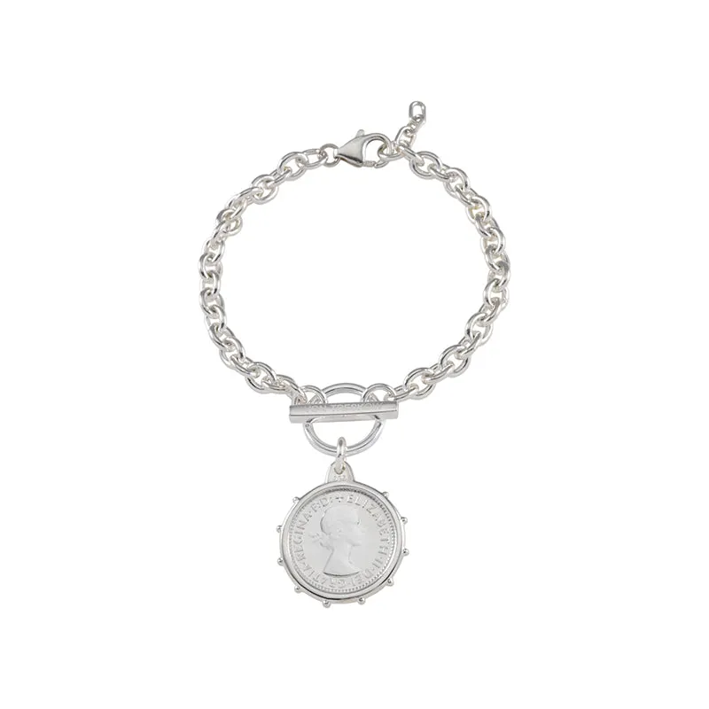 BELCHER BRACELET WITH ANTIQUE SIXPENCE