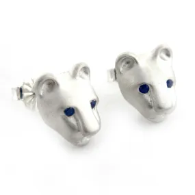 Bill Wallace Lion Head Earrings w/Sapphire Eyes