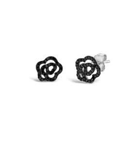 Black Diamond Rose Stud Earrings