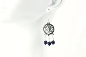 Blue and Silver Swirl Earrings