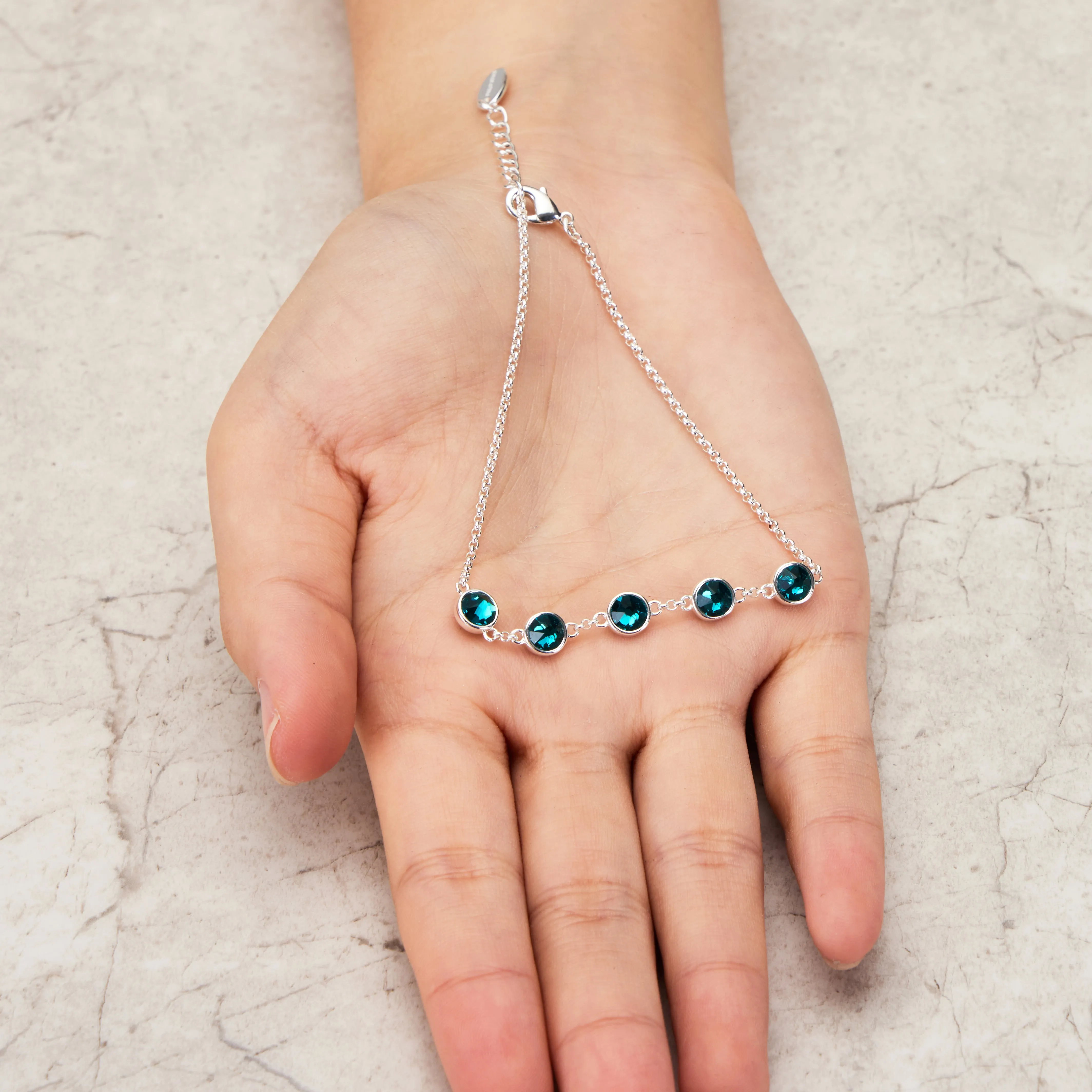 Blue Crystal Chain Bracelet Created with Zircondia® Crystals