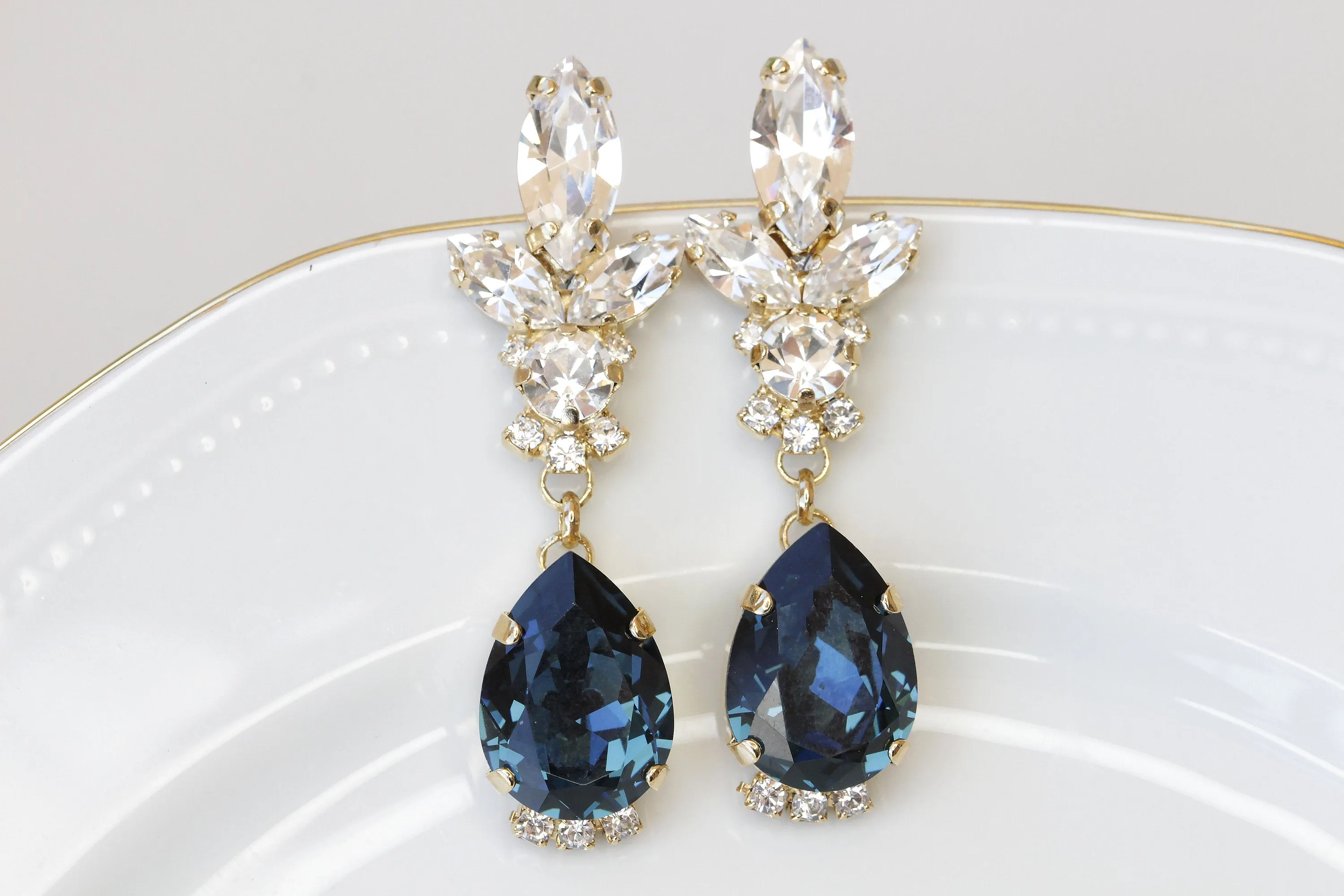 BLUE Navy LONG EARRINGS