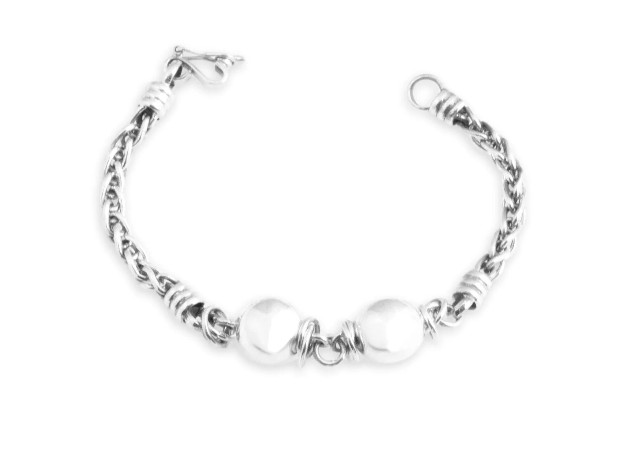 Braided Chain Link Bracelet in Sterling Silver