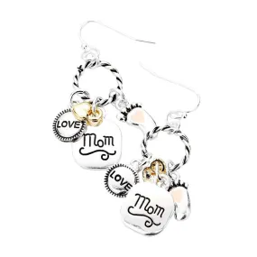 Braided Open Circle LOVE Mom Enamel Foot Dangle Earrings