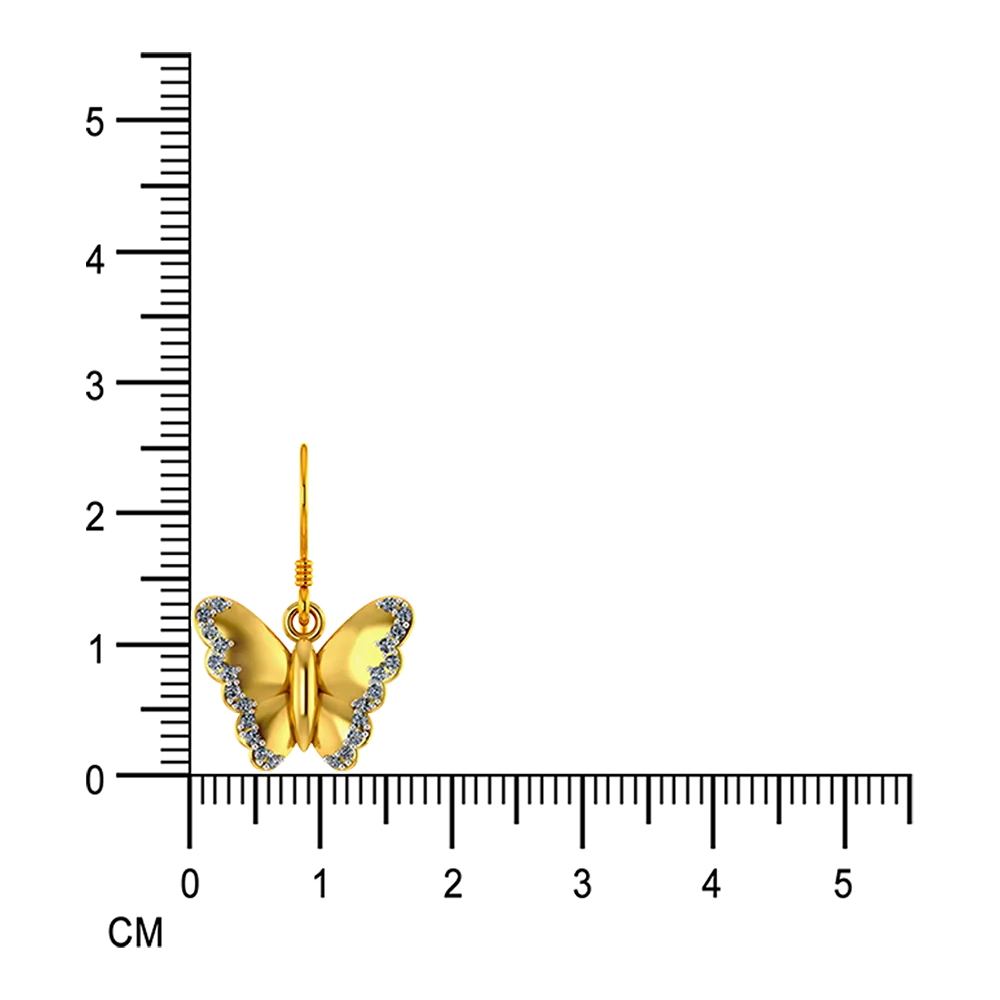 Butterfly Themed Gold And Diamond Earrings