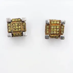 Canary 3D Cube Diamond .28cttw Earrings .925 Sterling Silver