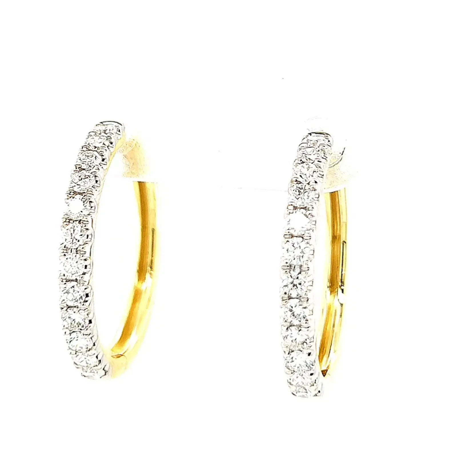 Celebration 9ct Two Tone Gold Round Brilliant Cut 3/4 CARAT tw of Lab Grown Diamonds Huggie Earrings