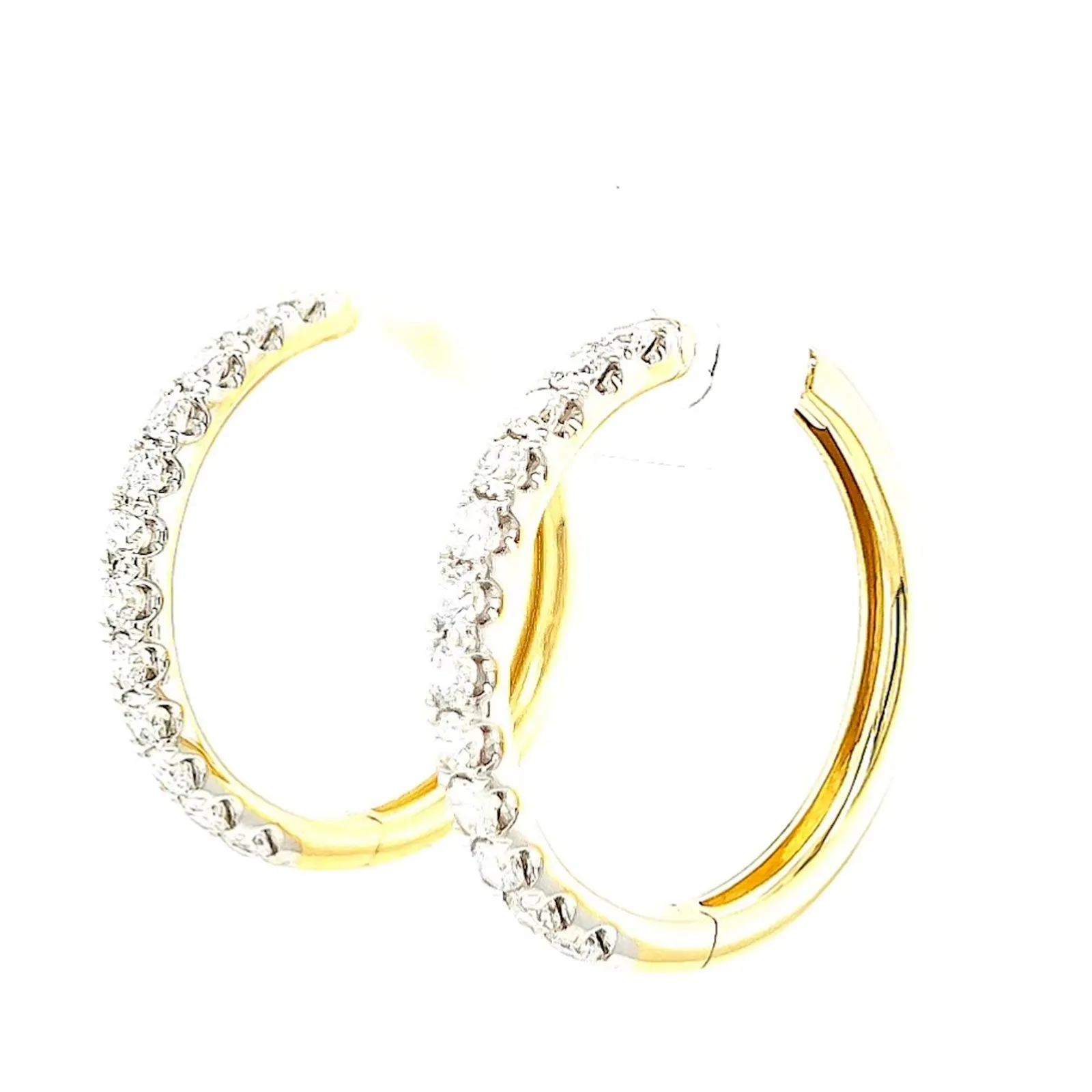 Celebration 9ct Two Tone Gold Round Brilliant Cut 3/4 CARAT tw of Lab Grown Diamonds Huggie Earrings