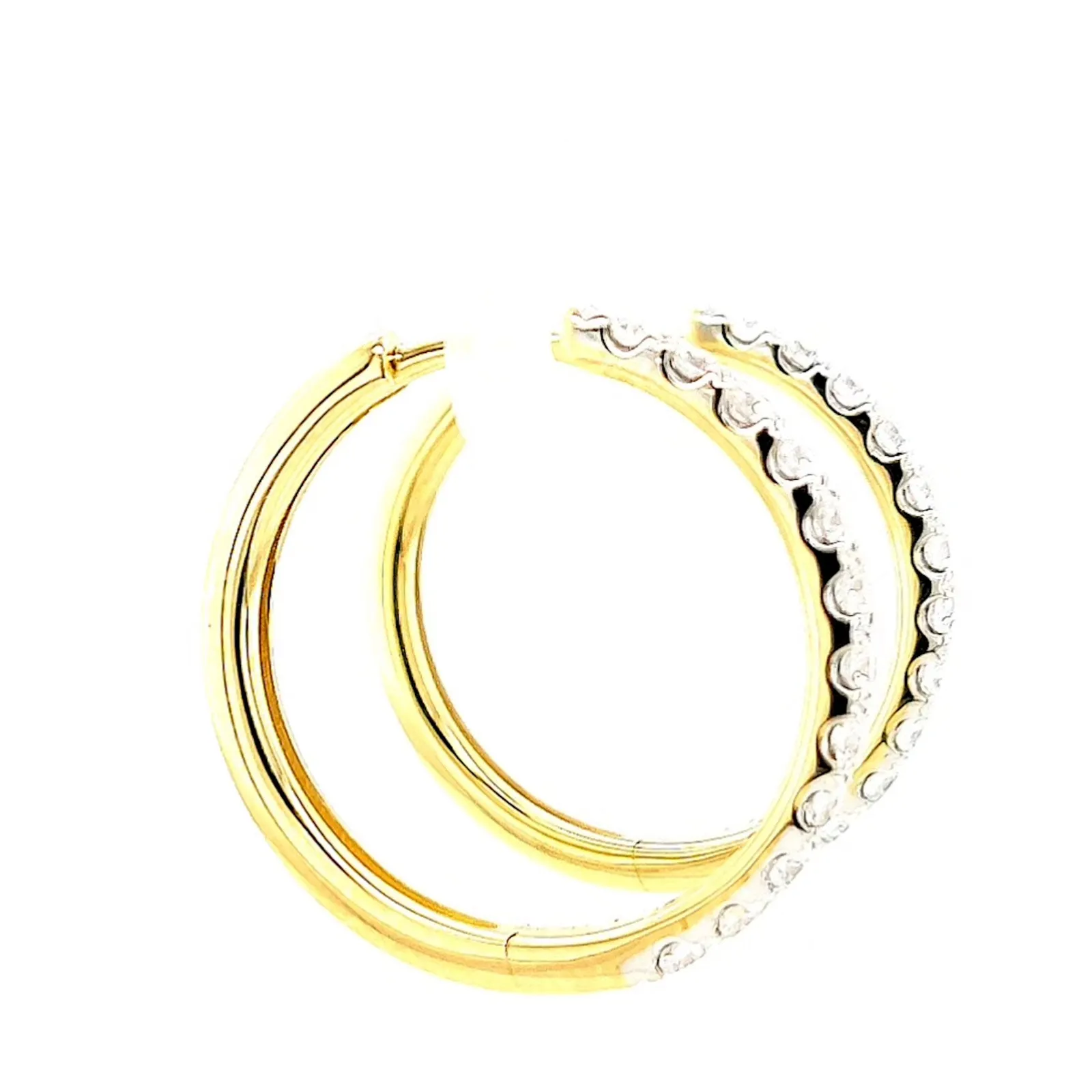 Celebration 9ct Two Tone Gold Round Brilliant Cut 3/4 CARAT tw of Lab Grown Diamonds Huggie Earrings