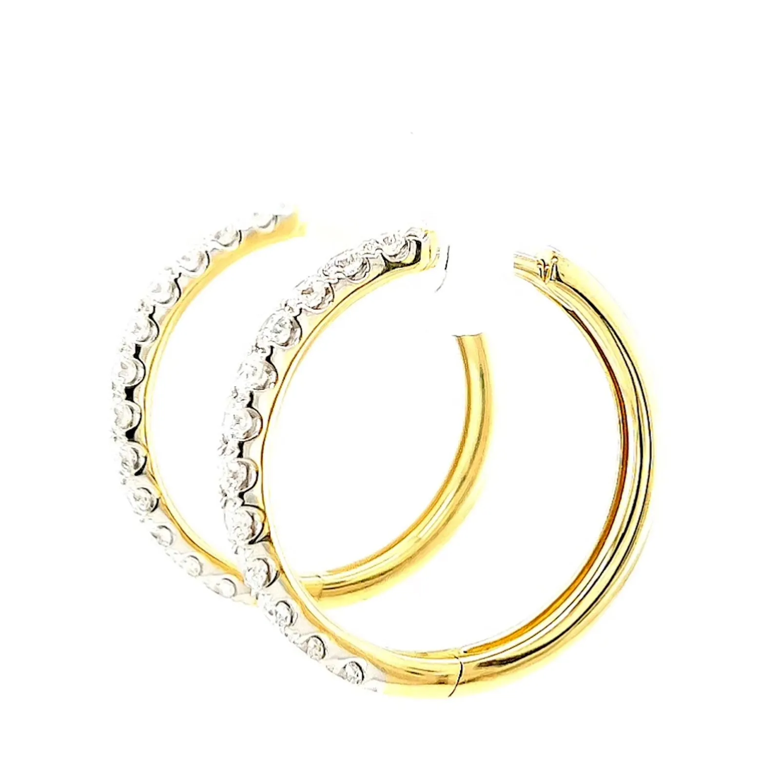 Celebration 9ct Two Tone Gold Round Brilliant Cut 3/4 CARAT tw of Lab Grown Diamonds Huggie Earrings