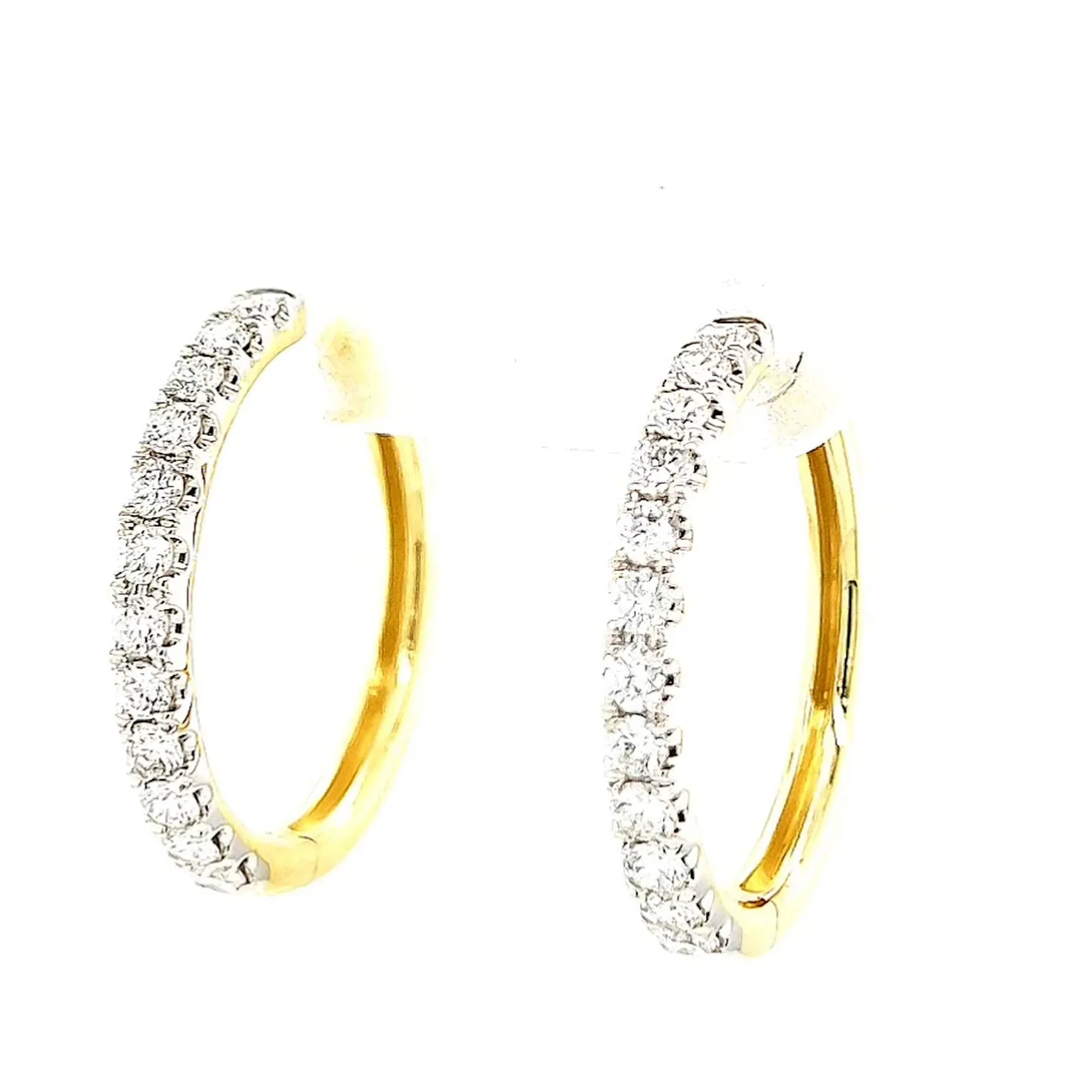 Celebration 9ct Two Tone Gold Round Brilliant Cut 3/4 CARAT tw of Lab Grown Diamonds Huggie Earrings