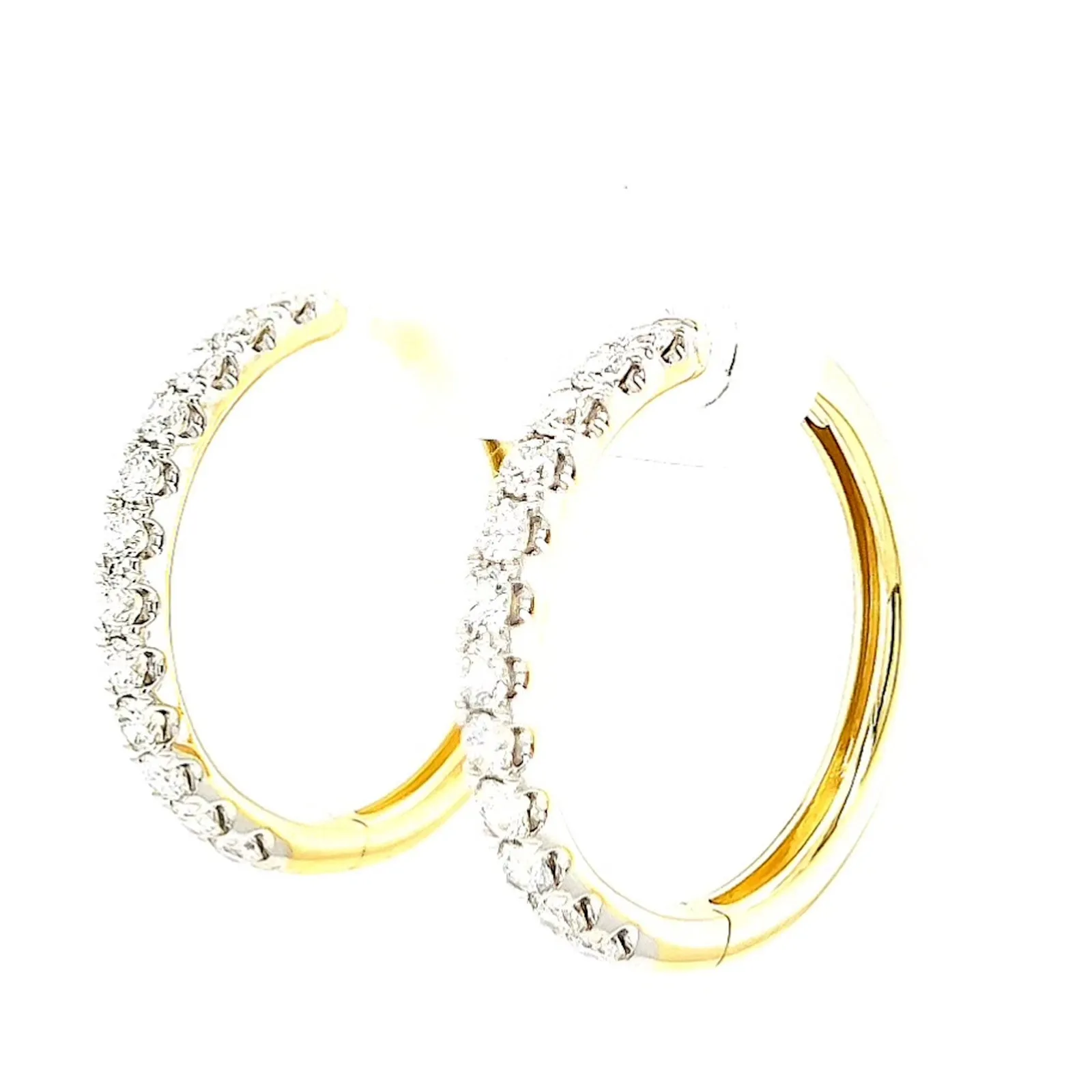 Celebration 9ct Two Tone Gold Round Brilliant Cut 3/4 CARAT tw of Lab Grown Diamonds Huggie Earrings