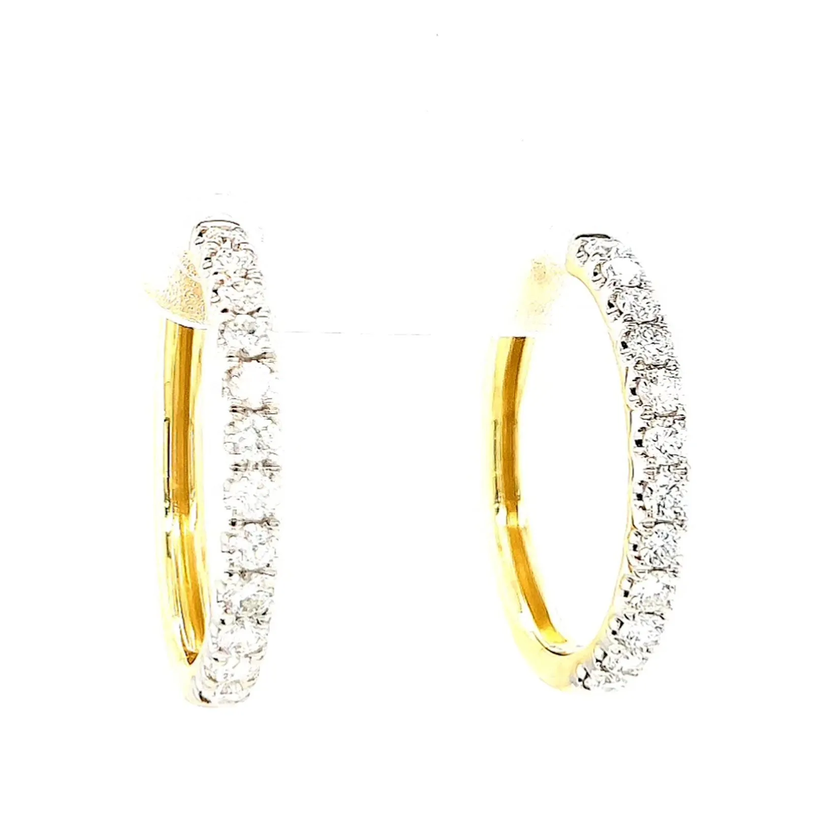 Celebration 9ct Two Tone Gold Round Brilliant Cut 3/4 CARAT tw of Lab Grown Diamonds Huggie Earrings