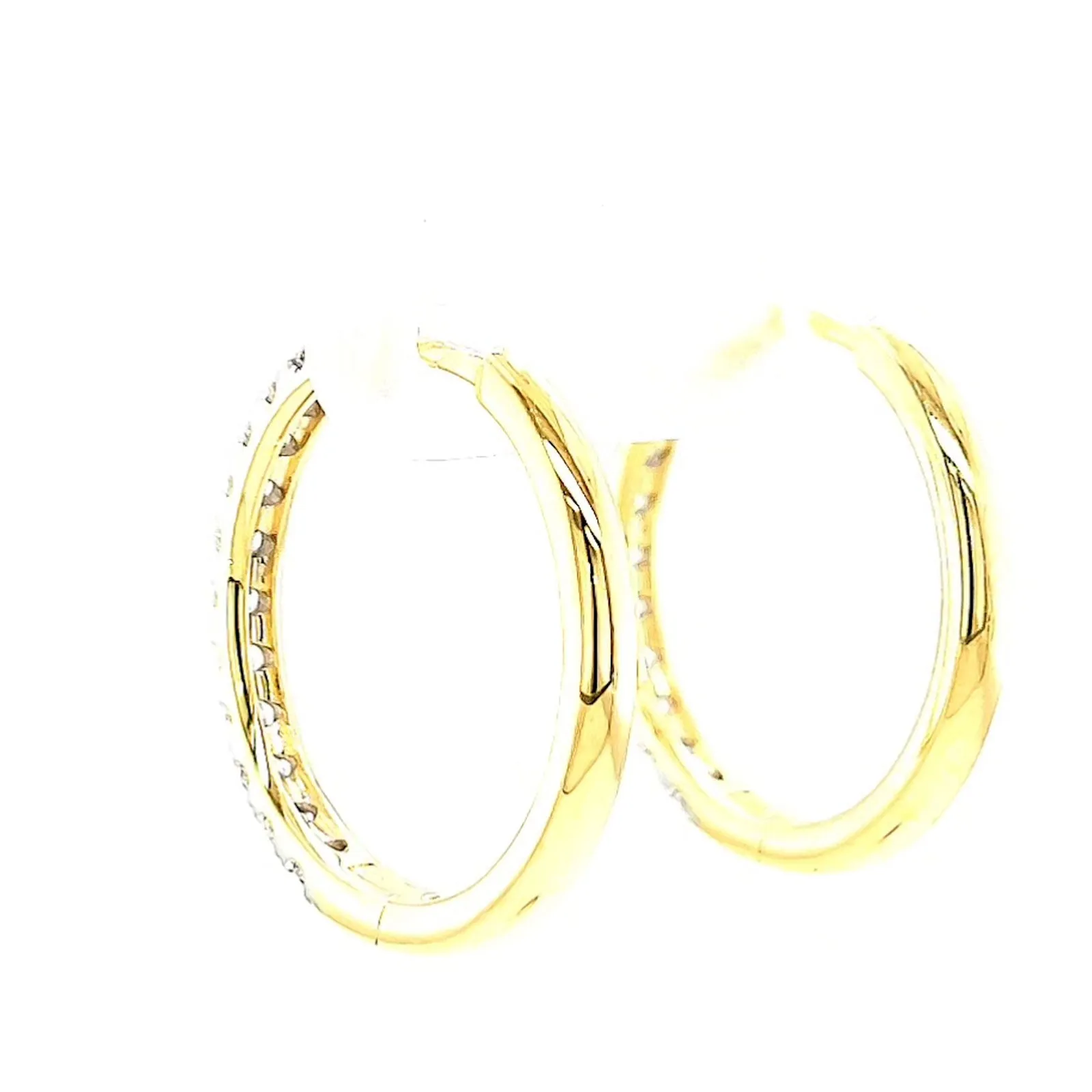 Celebration 9ct Two Tone Gold Round Brilliant Cut 3/4 CARAT tw of Lab Grown Diamonds Huggie Earrings